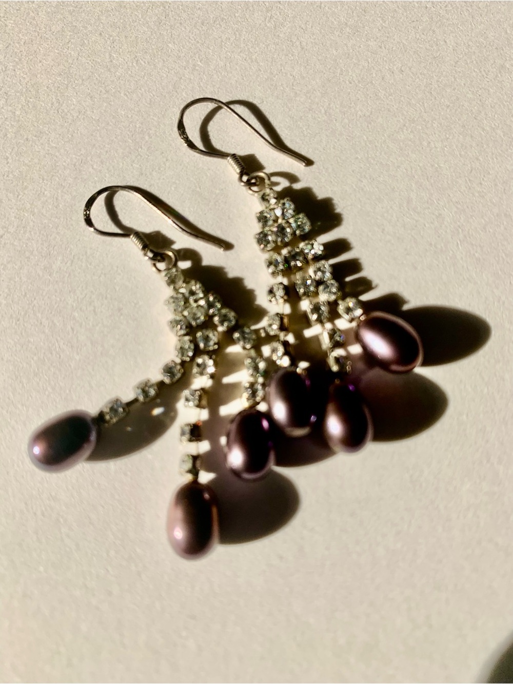 Elegant Pearl Drop Crystal Dangle Earrings - Pink